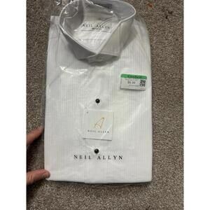 NWT Neil Allyn Tuxedo Shirt Mens XS 32/33 White Laydown Collar Pleated